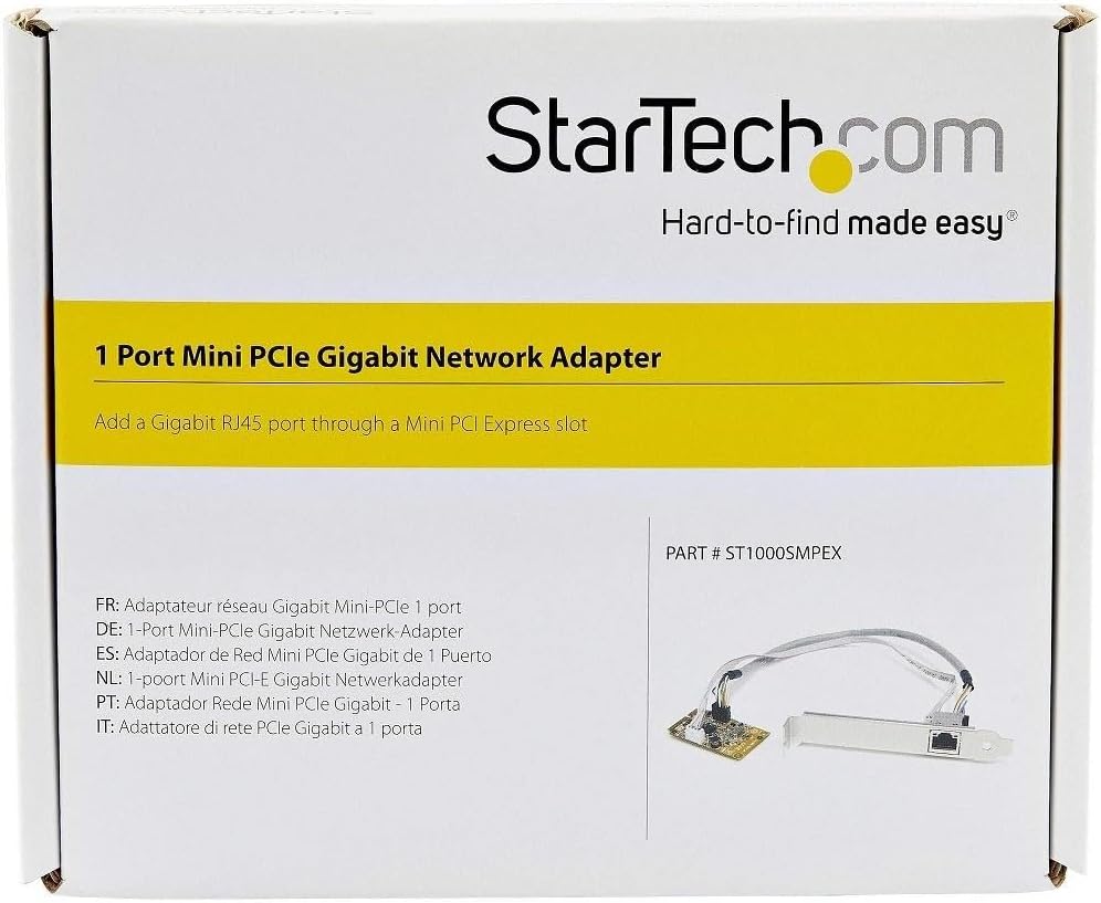 StarTech.com Mini PCIe Card - 10/100/1000Mbps RJ45 Port - IEEE 802.3 - Jumbo Frame - Network Card , TAA (ST1000SMPEX)
