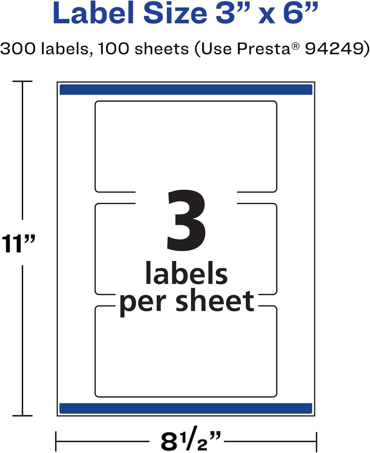 Avery Matte White Rectangle Labels, Sure Feed Technology, 3" x 6", 300 Matte White Printable Labels 300 Labels