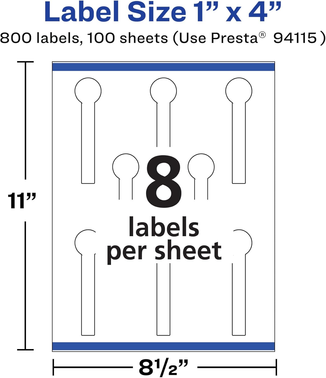 Avery Matte White Lollipop Labels, Sure Feed Technology, 1" x 4", Print-to-The-Edge, Permanent Adhesive