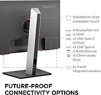 VIEWSONIC USB-C Docking Monitor with 100W, 5-Port USB Hub, HDMI & DisplayPort (Daisy Chain)
