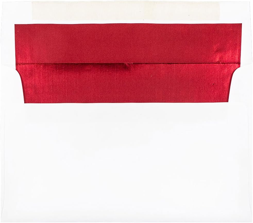 JAM PAPER Foil-Lined Invitation Envelopes - White with Foil Lining - 25/Pack