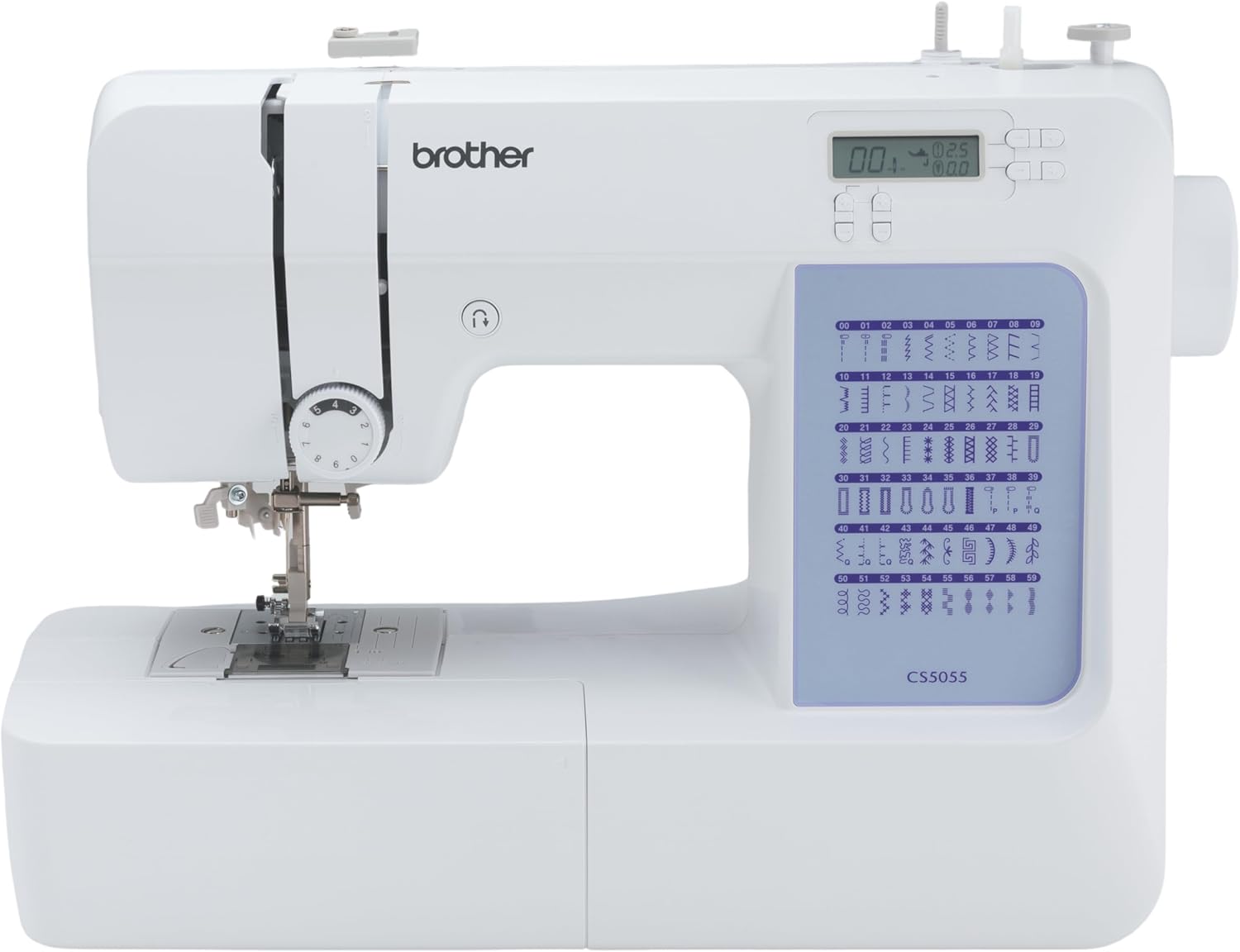 Brother CS5055 Computerized Sewing Machine, 60 Built-in Stitches, LCD Display, 7 Included Feet, White New Model: CS5055