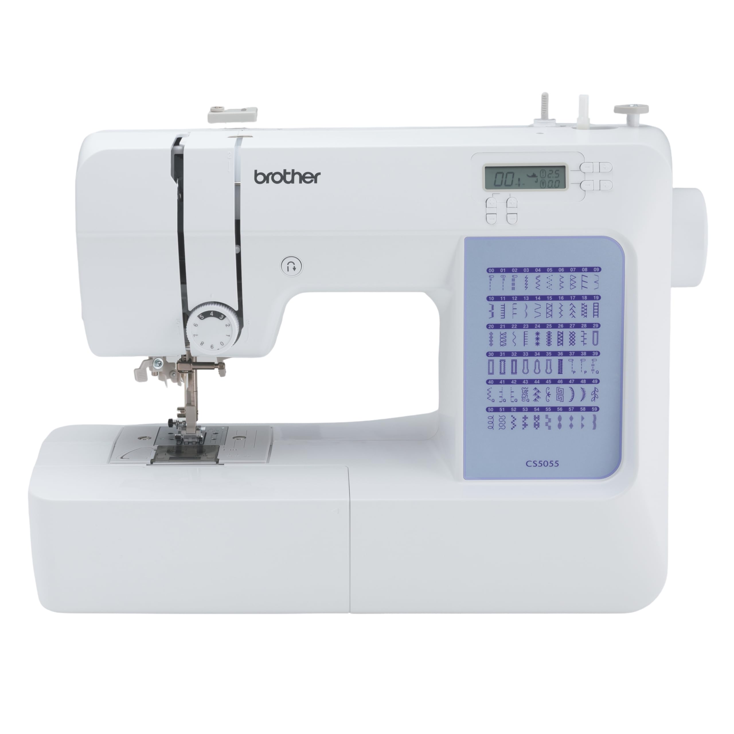 Brother CS5055 Computerized Sewing Machine, 60 Built-in Stitches, LCD Display, 7 Included Feet, White New Model: CS5055