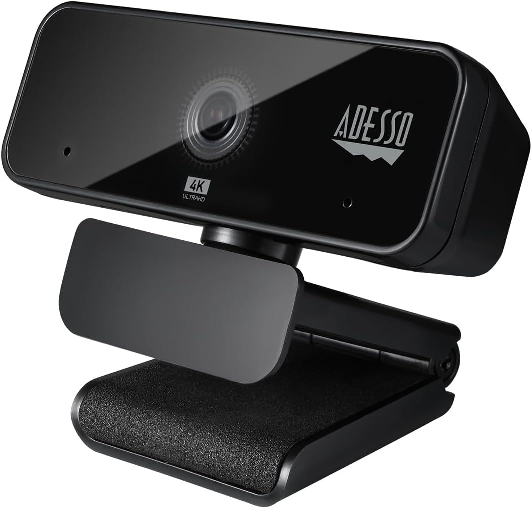 Cybertrack H6 4K Ultra HD USB Webcam with Built-in Dual Microphone & Privacy Shutter Cover, Black