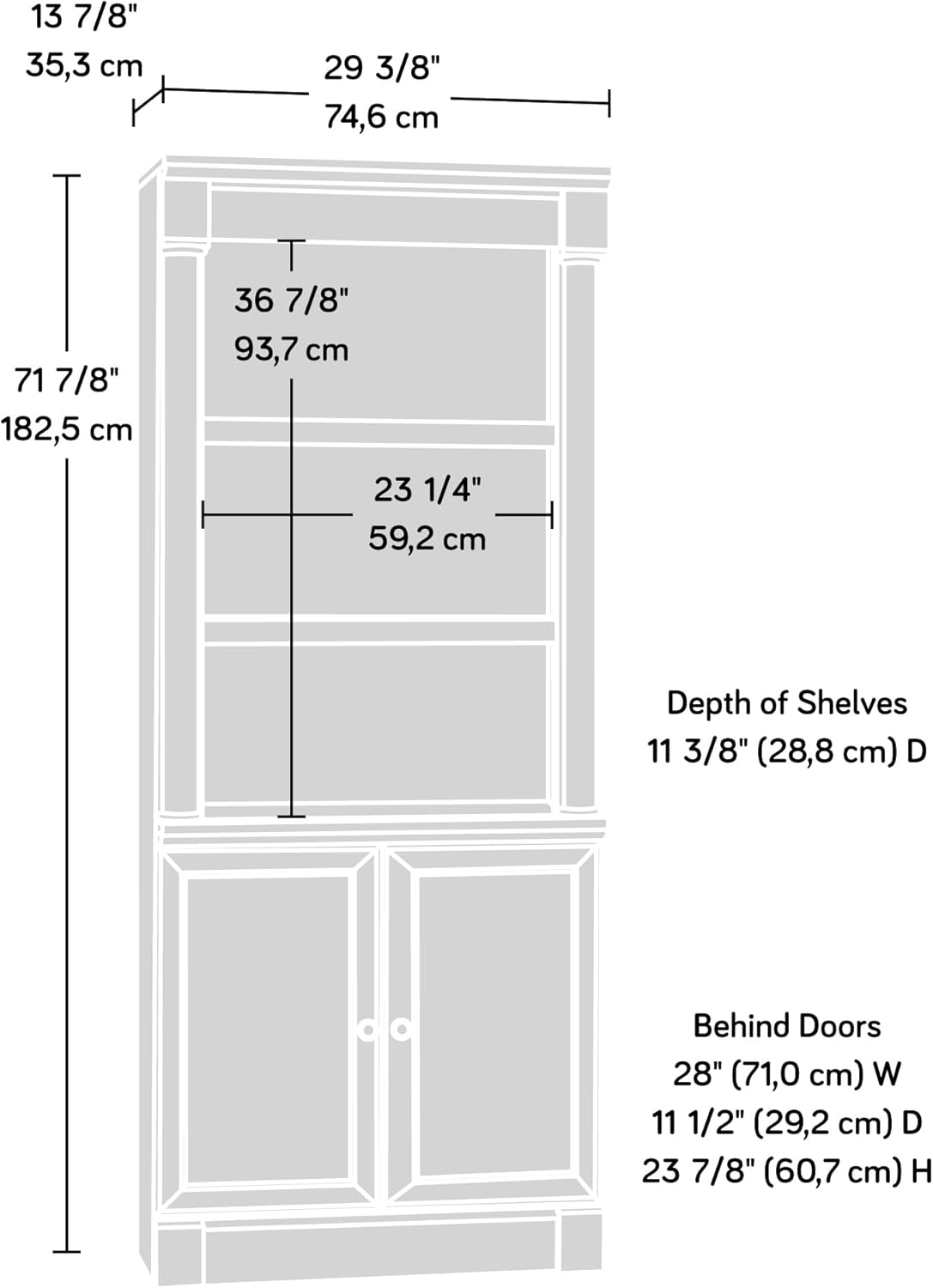 SAUDER Palladia 5-Shelf Library Bookcase with Doors