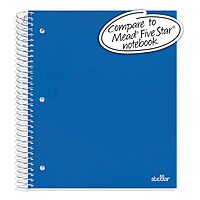 Office Depot® Brand Stellar Poly Notebook, 8 1/2" x 11", 3 Subject, College Ruled, 300 Pages (150 Sheets), Blue