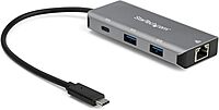 StarTech.com 3 Port USB C Hub with Gigabit Ethernet RJ45 GbE Port - 2X USB