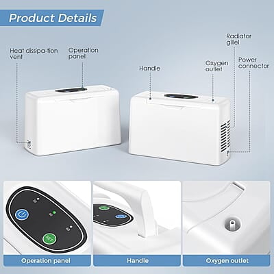 Máquina de Gerador O2 portátil de 3.3lb e 3 litros, Máquina de Gerador O2 portátil de 3.3lb e 3 litros,