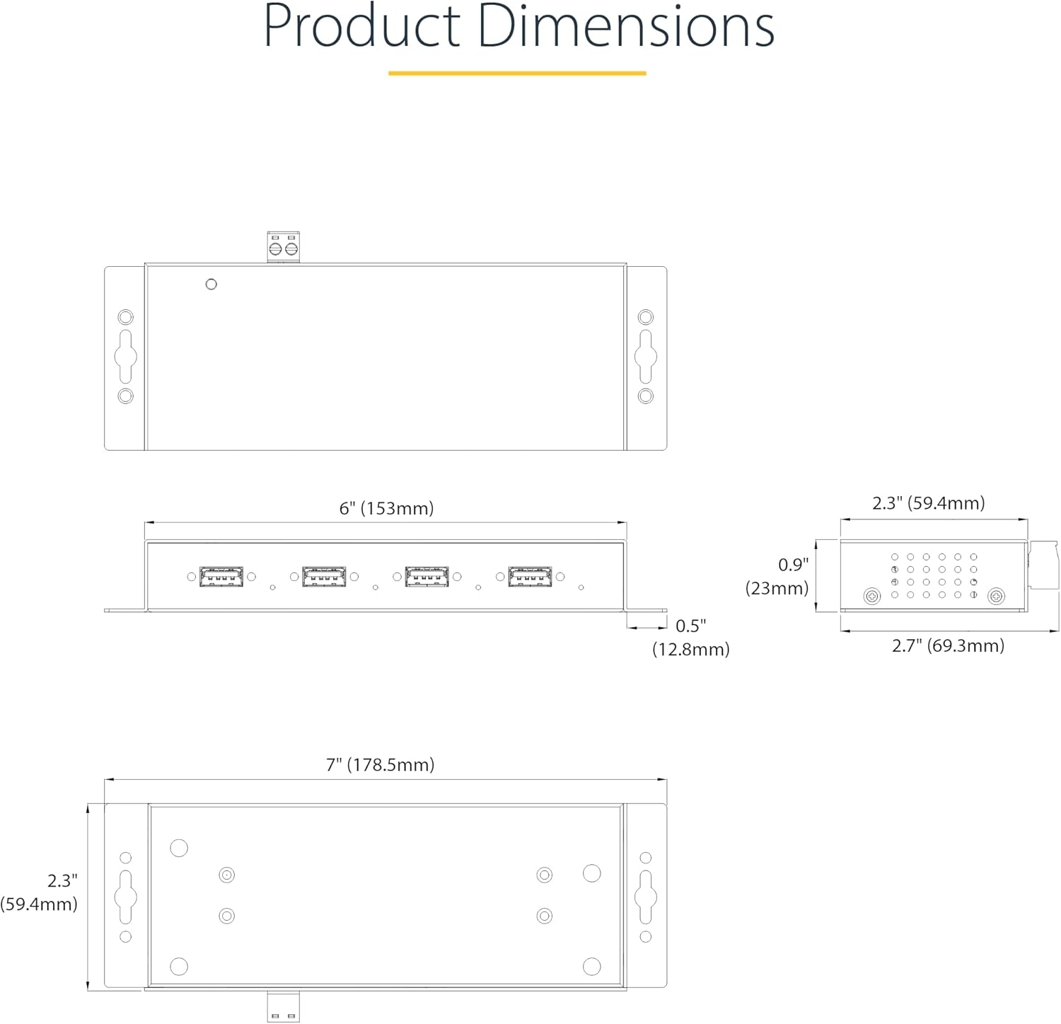 StarTech.com 4-Port Industrial USB 3.0 5Gbps Hub, Rugged USB Hub with ESD Protection, DIN/Wall/Desk Mountable USB-A Hub