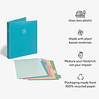 U BRANDS U-Eco 1" Poly Binder + 5 Tab Divider Set, Letter Size, Two Pockets