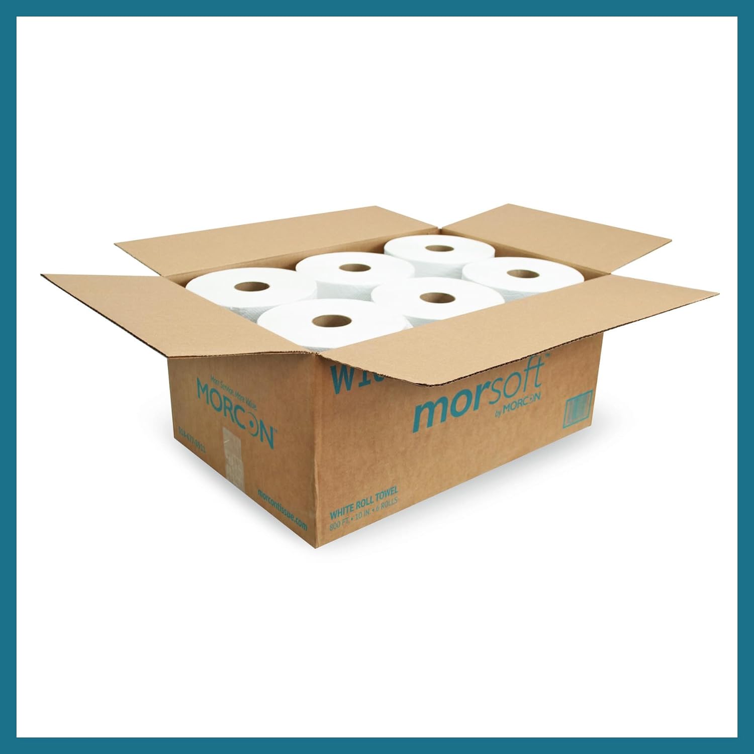 Morsoft by Morcon W106 Paper Towel Dispenser Refill, 10 Inch Roll, White, 100% Recycled Fiber, 10 x 800ft, 6 Rolls