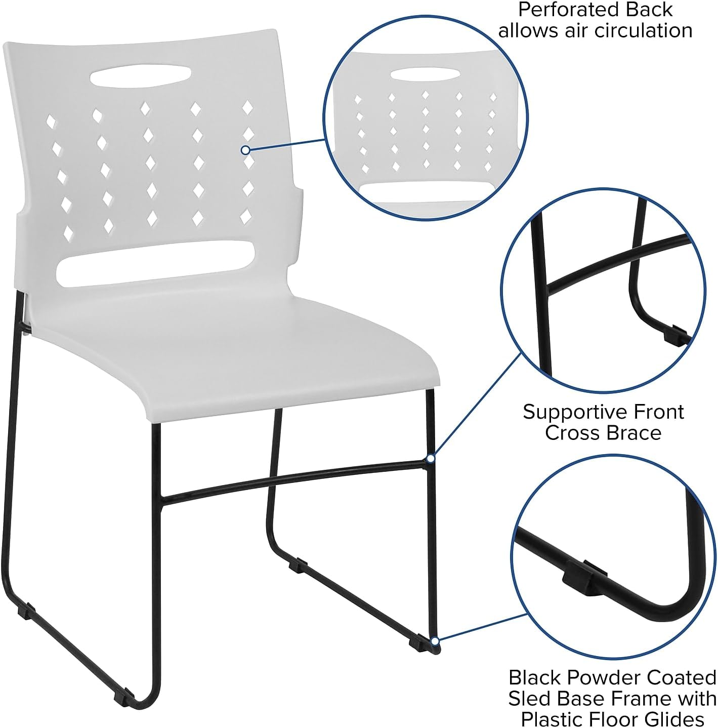 Flash Furniture HERCULES Series 881 lb. Capacity Sled Base Stack Chair with Air-Vent Back