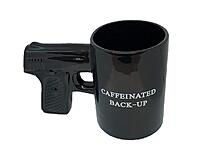 Caliber Gourmet Black Gun Pistol Mug, Ceramic, K-Cup, for Coffee, Tea, Cold Drinks, Holds 18 oz, Black, Funny Mugs, Travel