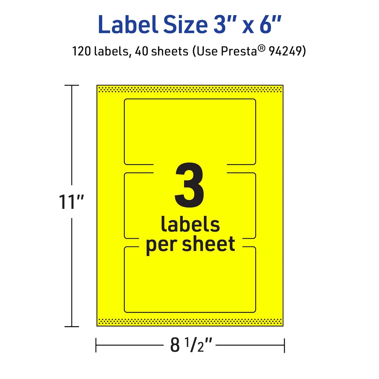 Avery Printable Rectangle Labels, Sure Feed Technology, 3 x 6, Neon Yellow, Print-to-the-Edge, Laser/Inkjet Printable