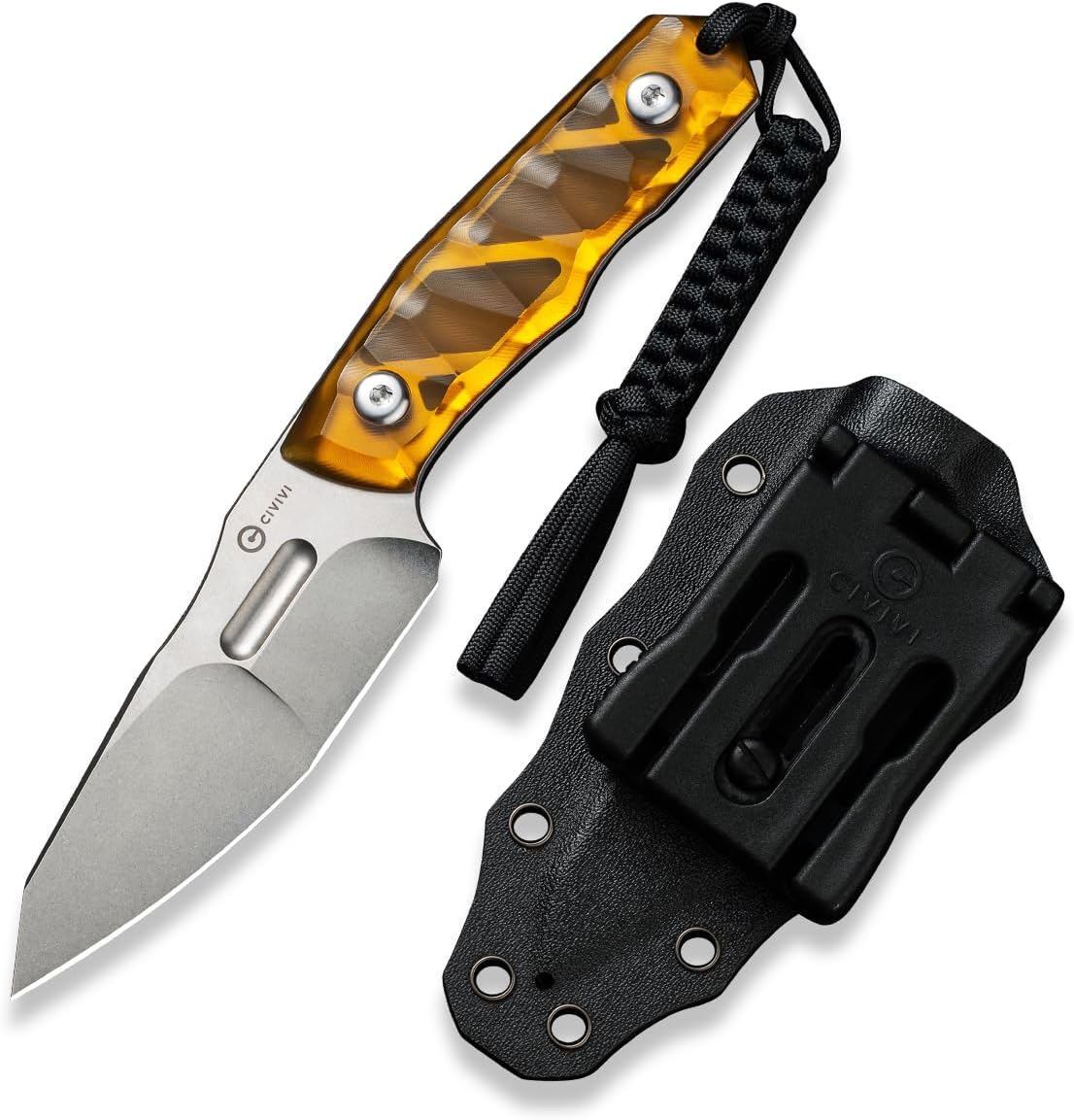 CIVIVI Propugnator EDC Fixed Blade Knife with Kydex Sheath, T-Clip and Lanyard, 4.15" D2 Blade