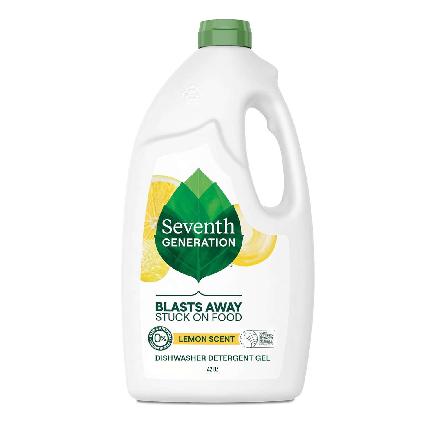 Seventh Generation Dishwasher Detergent Liquid Gel, Powers Away Stuck-On Food, Lemon Scent, 42 Oz
