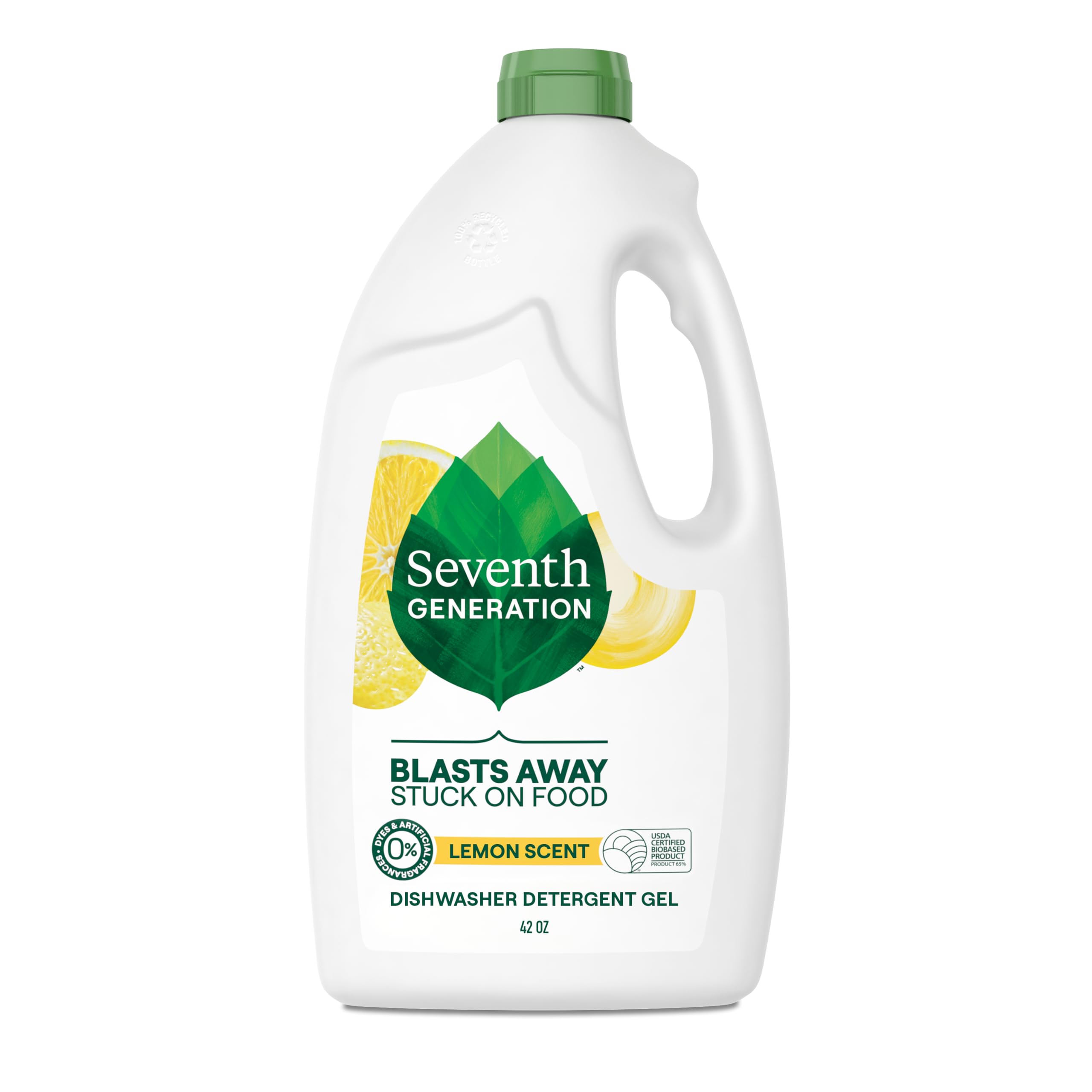 Seventh Generation Dishwasher Detergent Liquid Gel, Powers Away Stuck-On Food, Lemon Scent, 42 Oz