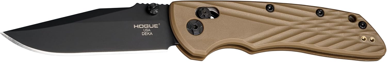 Hogue Deka ABLE Lock Folding Knife 3.25" CPM-MagnaCut Black Cerakote Clip Point Blade, Flat Dark Earth Polymer Handles