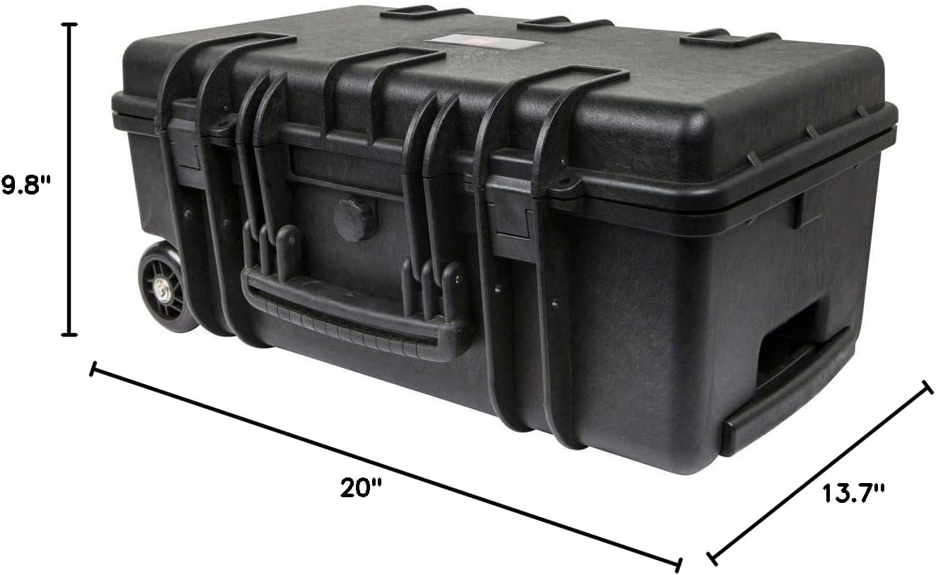Monoprice Weatherproof Hard Case - 22 x 14 x 10 Inches, With Wheels and Customizable Foam, Shockproof, IP67
