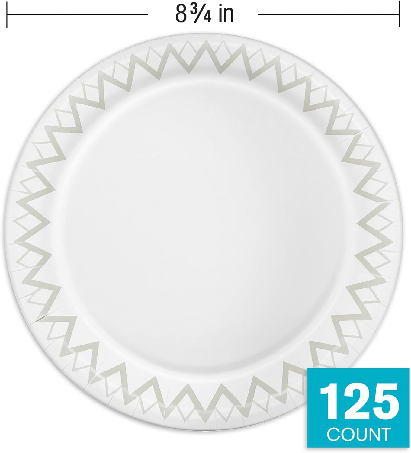 Highmark Paper Plates, 8-3/4in, Printed White, Pack Of 125
