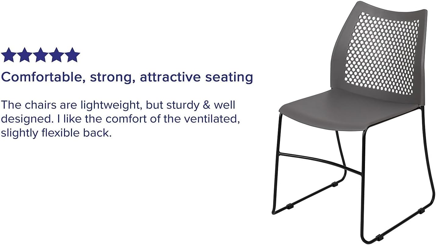 Flash Furniture HERCULES Series 661 lb Capacity Stack Chair with Air-Vent Back and Sled Base