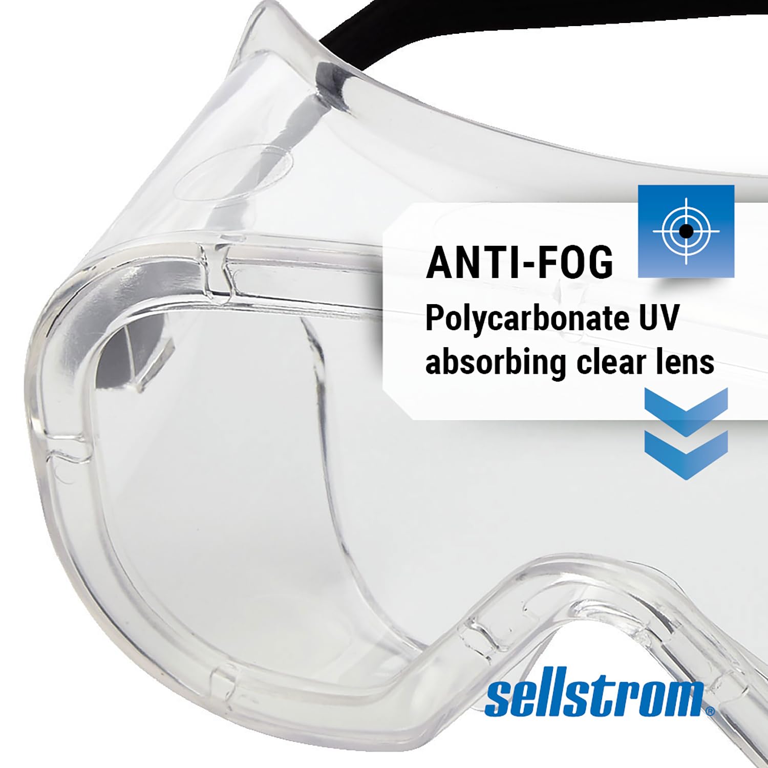 Sellstrom Anti Fog Non-Vented Safety Goggles - Clear Body Clear Lens – Protects from Chemical Splash, Dust, Smoke