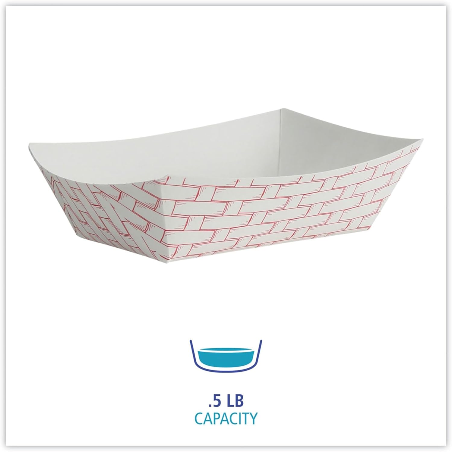 Boardwalk® Paper Food Baskets, 1/2 Lb Capacity, Red/White, Pack Of 1,000