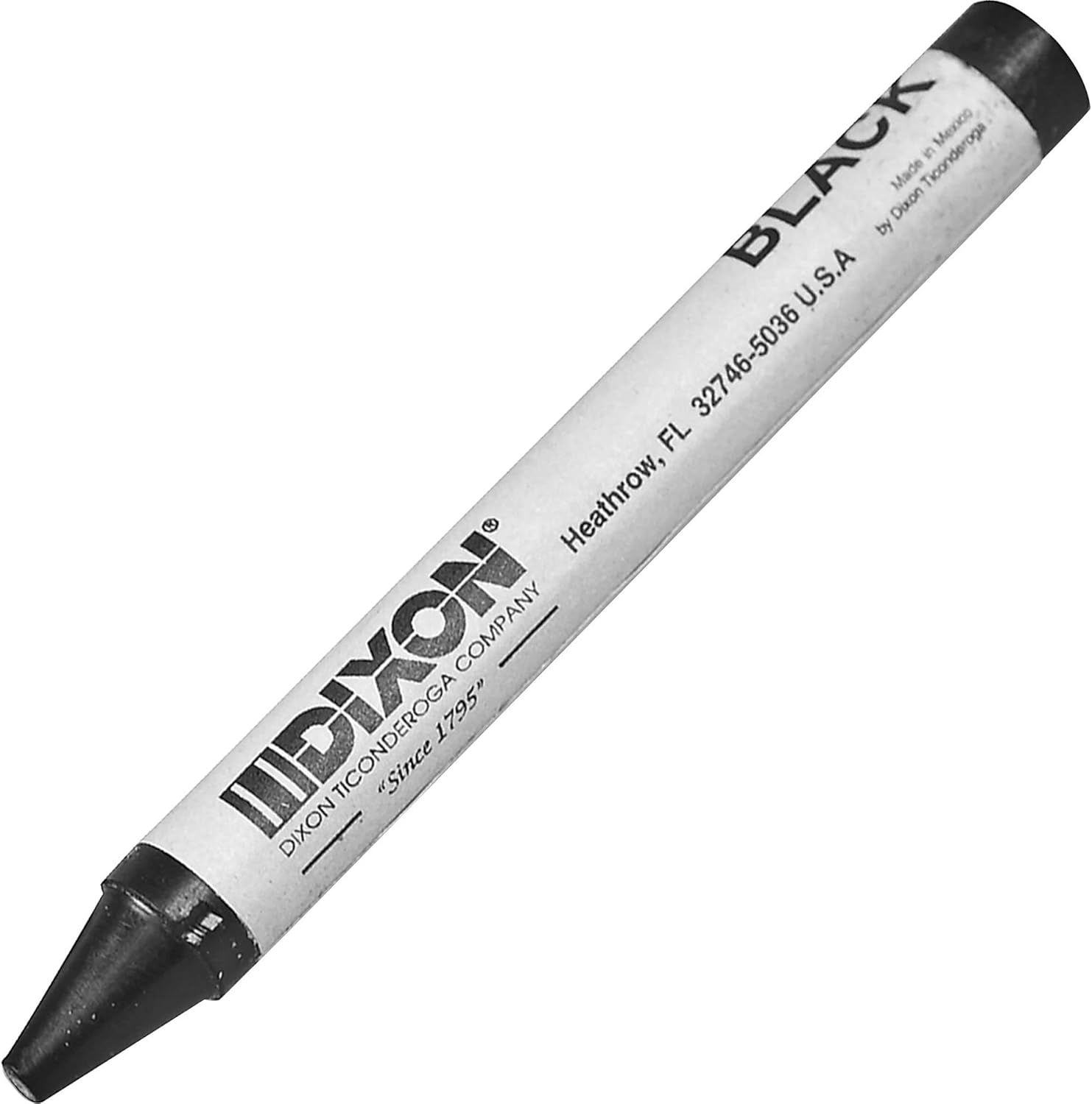 Dixon Long-Lasting Marking Crayons, 5", Black, Pack of 12