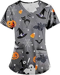 Scrub Tops Mujeres Halloween Estampado 2025 Scrub Tops Mujeres Halloween Estampado 2025