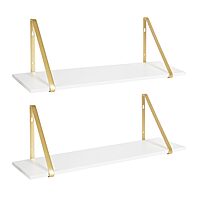 KATE AND LAUREL Soloman Wooden Floating Shelves with Metal Brackets