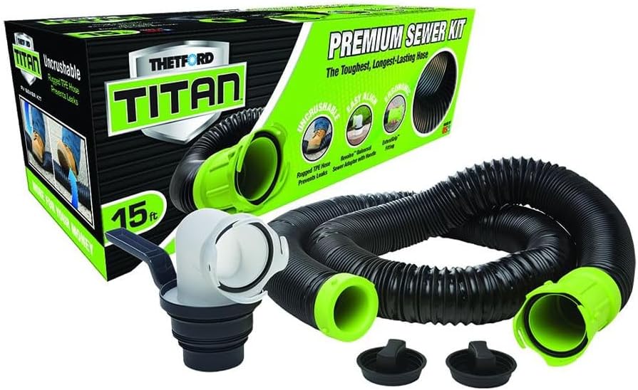 Thetford Titan Premium 15' Sewer Hose Kit w/Universal Bayonet Connection & 5-in-1 Sewer Adapter w/Handle