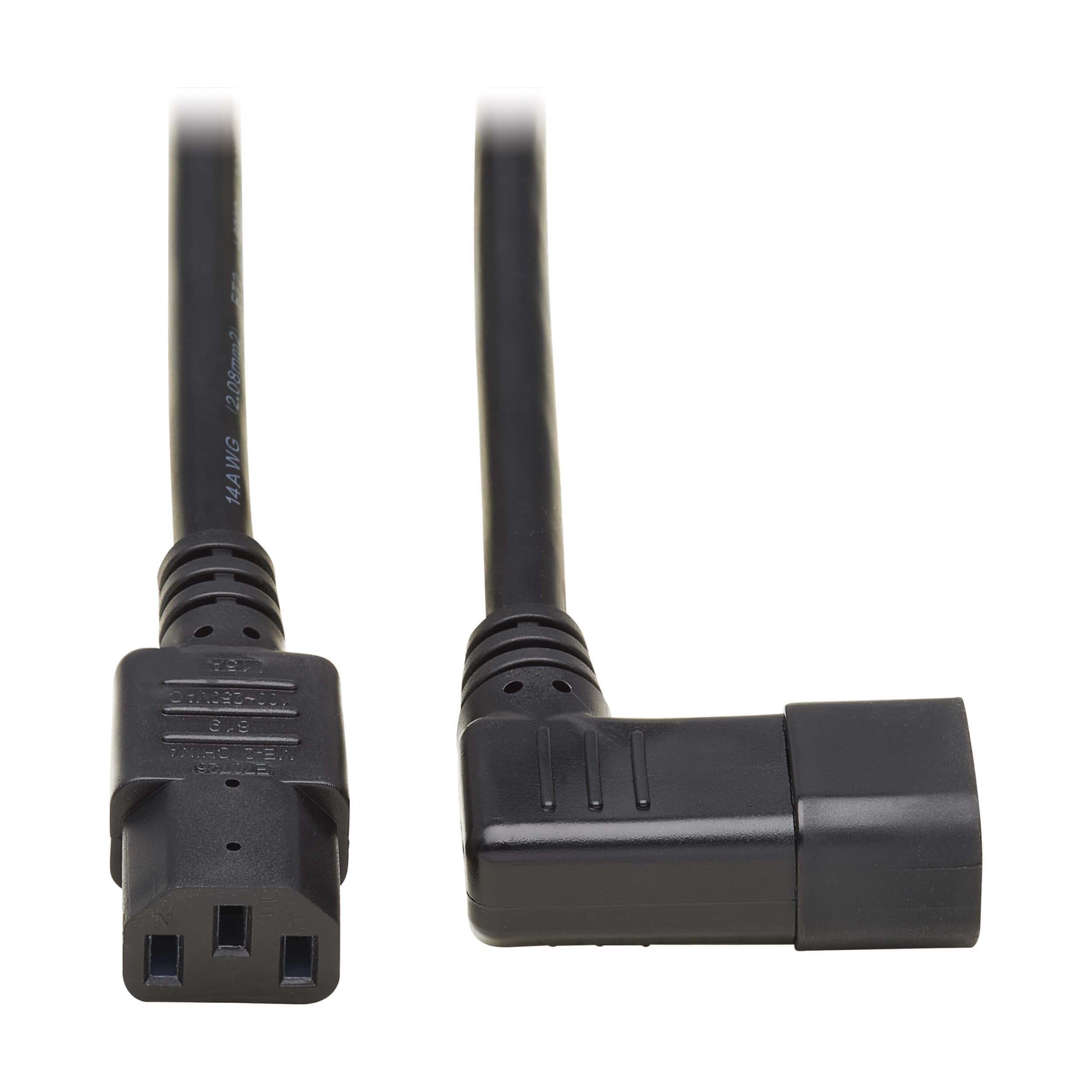 Tripp Lite Heavy-Duty Power Extension Cord 15A, 14AWG (Right Angle IEC-320-C14 to IEC-320-C13) 6-ft.(P005-006-14RA)