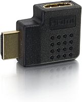 C2G HDMI Adapter, HDMI Right Angle Adapter, Fits in Tight Spaces, for Wall Mounted TVs, Black, Cables to Go 43290