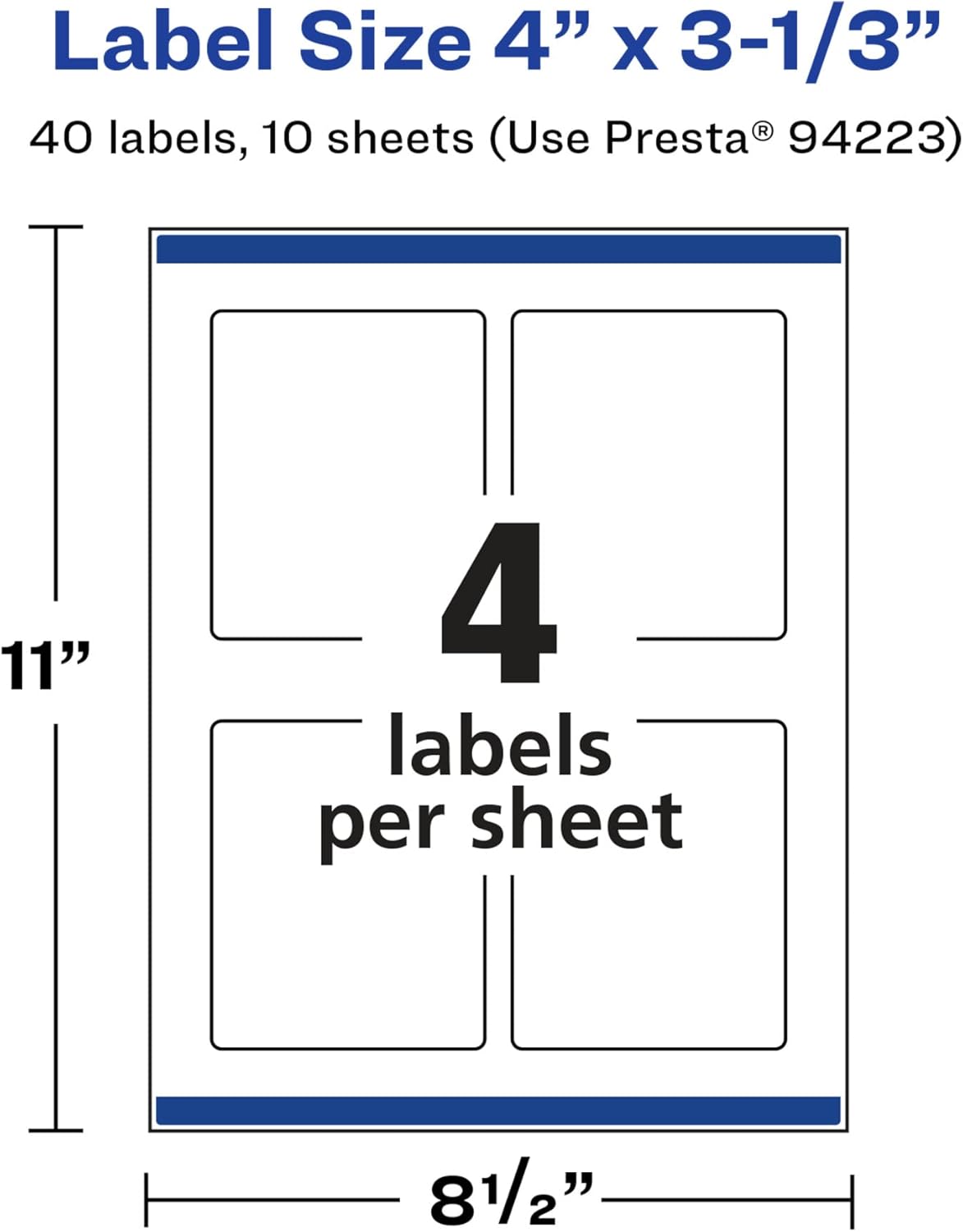 Avery Glossy White Rectangle Labels, Sure Feed Technology, 4" x 3-1/3", Print-to-The-Edge, Permanent Adhesive