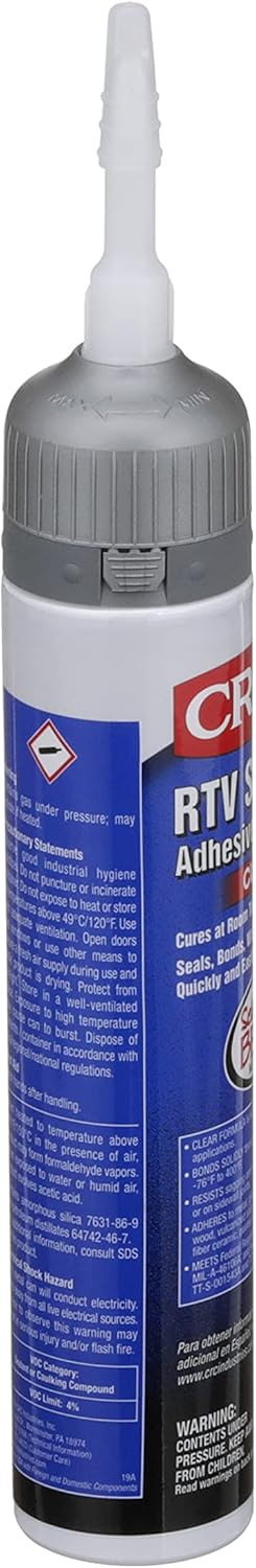 CRC RTV Silicone Sealant 14055 – 6.5 Wt Oz., Clear, General Purpose Barely Visible Gasket Sealant