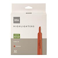 Office Depot Brand Chisel-Tip Highlighter, 100% Recycled Plastic Barrel, Fluorescent Orange, Pack Of 12