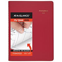 AT-A-GLANCE Weekly Appointment Book Planner, Large 8-1/4 x 11, Quarter-Hourly