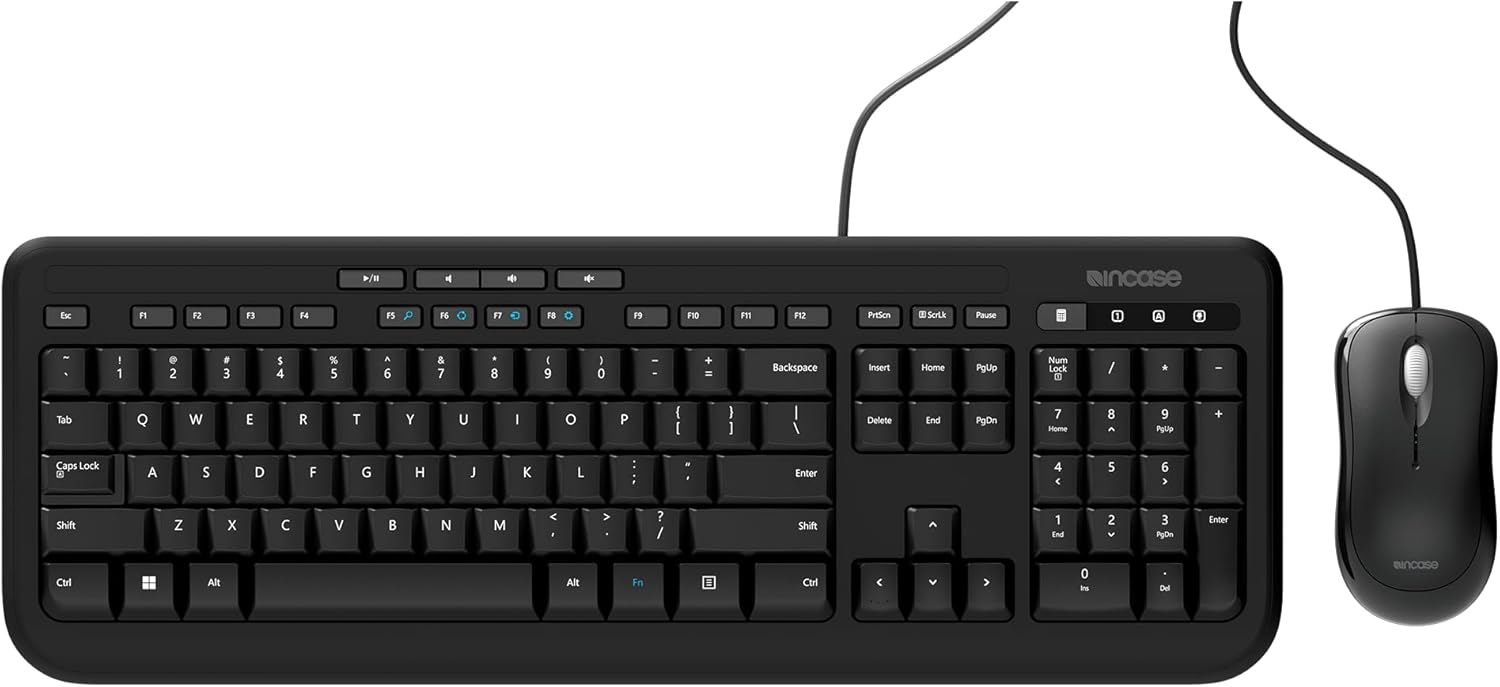 Incase Wired Desktop 600 Keyboard & Mouse Combo – Designed by Microsoft – Four Hot Keys, Spill-Resistant Keyboard