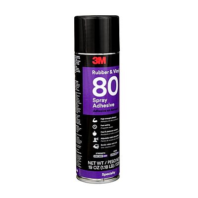 3M 80 Yellow Rubber and Vinyl Spray Adhesive, 24 Fluid + M69 Ounce Aerosol, Net weight 19 Ounce