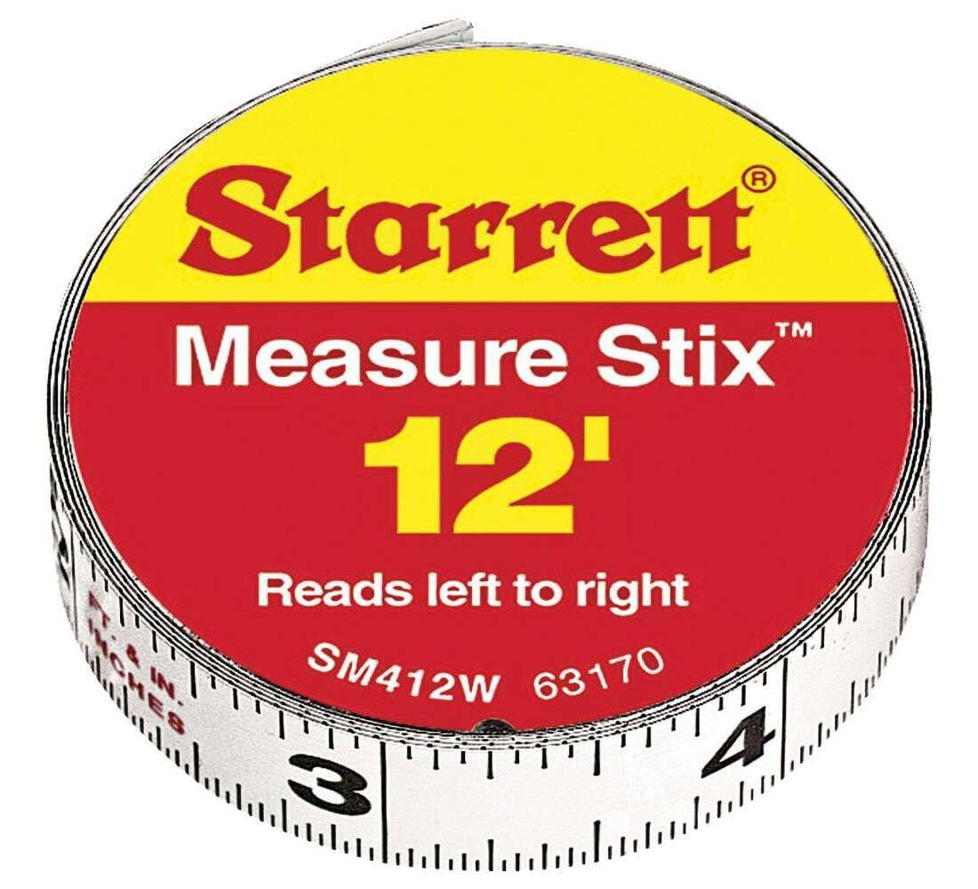 L.S. STARRETT SM412W 1/2" x 12' Measure Stix Tape W/ Adhesive Backing 1/EA
