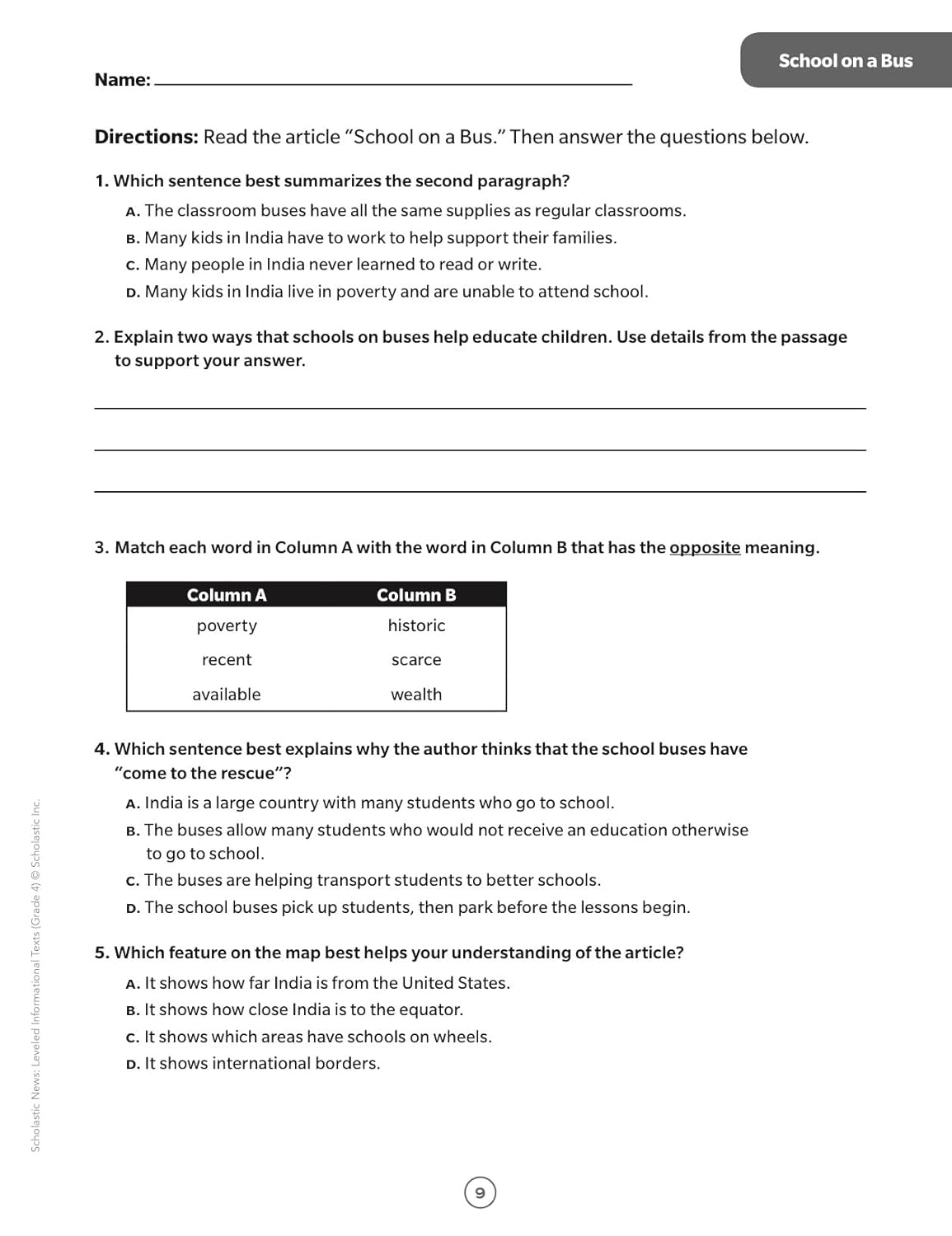 Scholastic News Leveled Informational Texts: Grade 4: High-Interest Passages Written in Three Levels With Comprehension