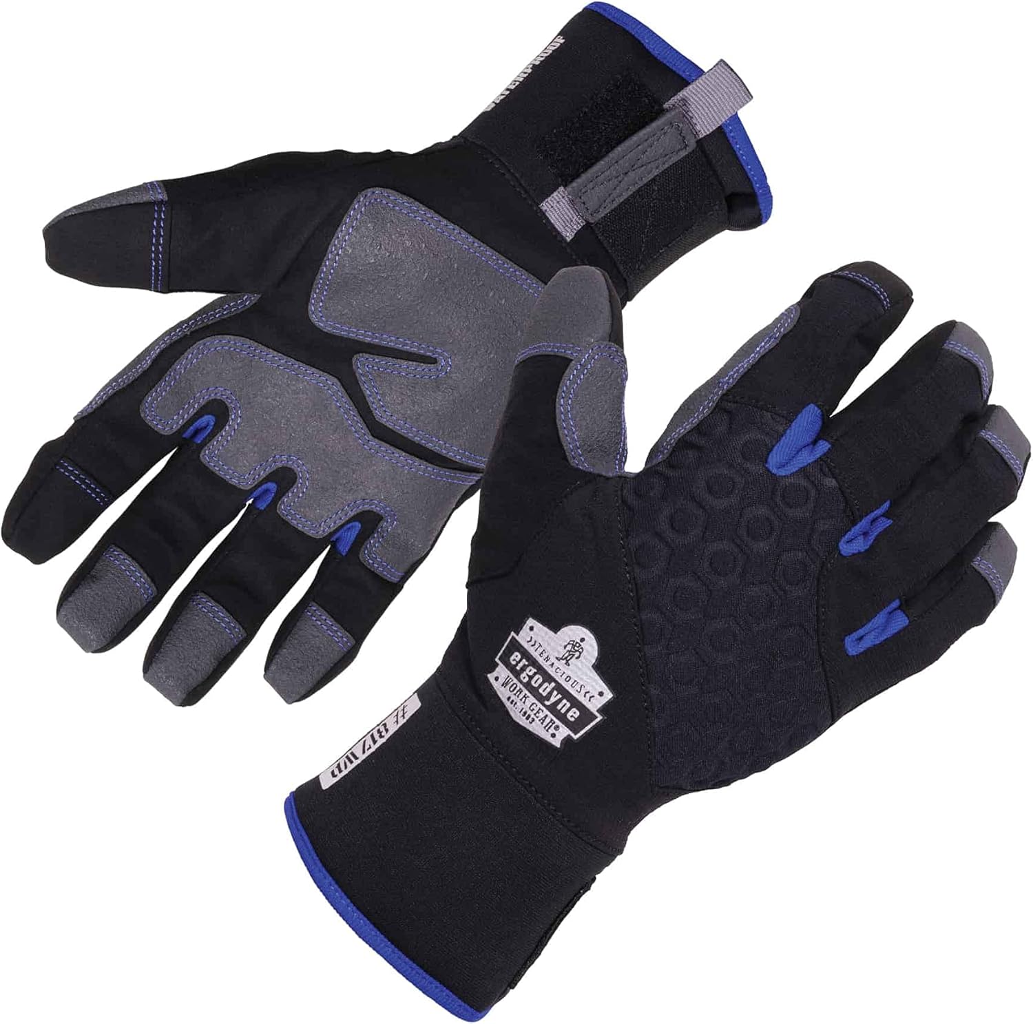 Ergodyne ProFlex 817WP Waterproof Work Gloves, Thermal Insulated, Touchscreen, Reinforced Palms Black