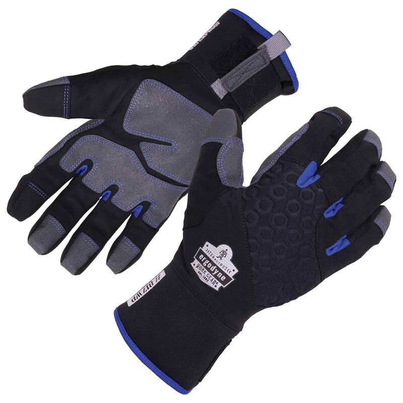Ergodyne ProFlex 817WP Waterproof Work Gloves, Thermal Insulated, Touchscreen, Reinforced Palms Black