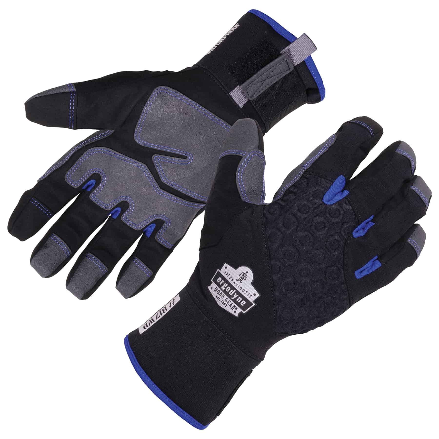 Ergodyne ProFlex 817WP Waterproof Work Gloves, Thermal Insulated, Touchscreen, Reinforced Palms Black
