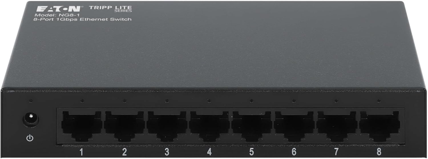 TRIPP LITE 8-Port Desktop Unmanaged Ethernet Network Switch, Metal Enclosure, Plug-and-Play, Wall Mount, 3-Year Warranty