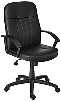 Boss Office Products Ergonomic Mid-Back Leather Chair, Black