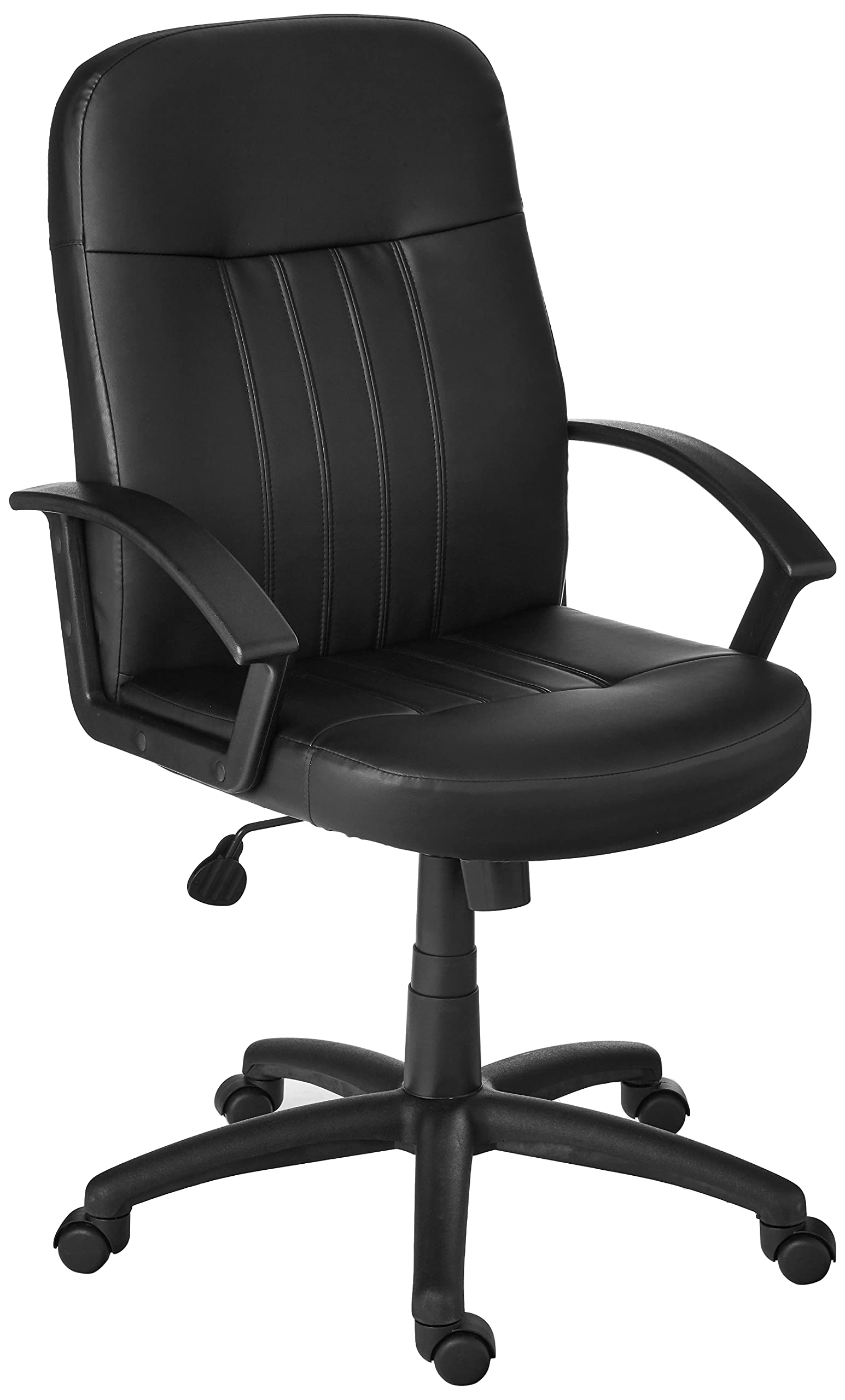 Boss Office Products Ergonomic Mid-Back Leather Chair, Black