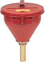 Justrite 2.6 Gallon Drum Funnel for Flammables with Emergency-Fusing Self-Closing Cover, Flame Arrester
