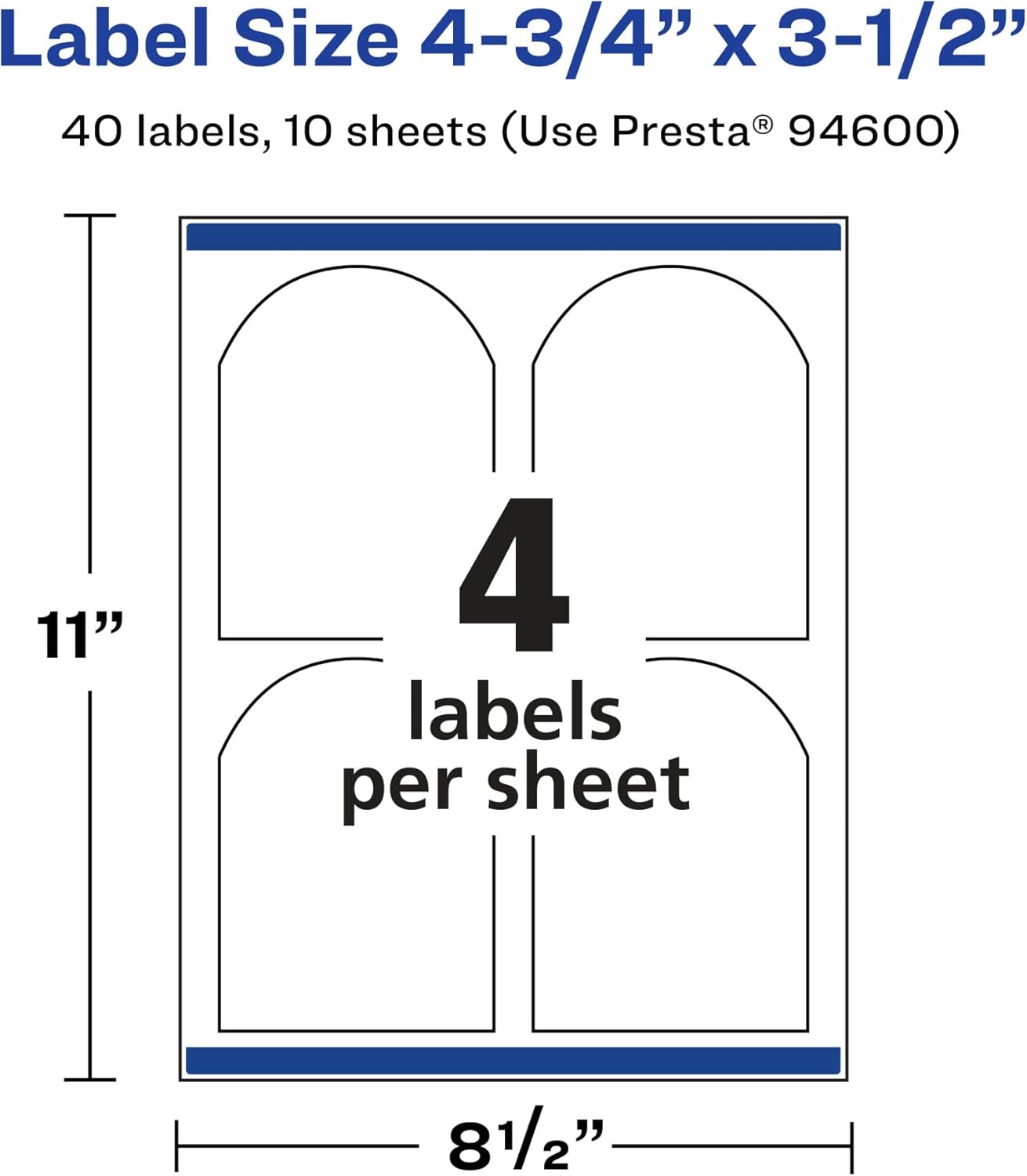 AVERY Glossy Clear Arched Labels, Sure Feed Technology, 4.75" x 3.5", Print-to-the-Edge, Laser/Inkjet Printable