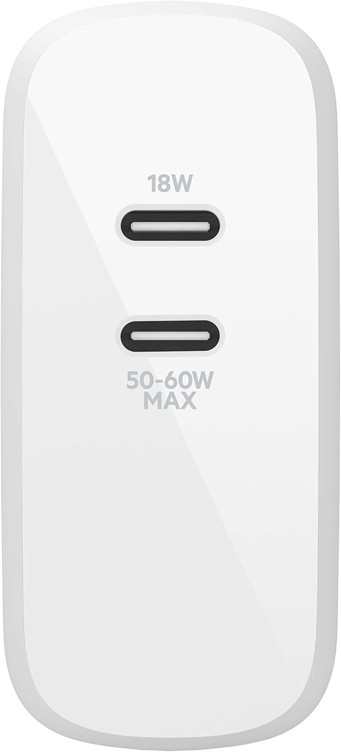 Belkin Dual Port USB C Charger Block 68W - GaN Fast Charging - Type C - USB-C PD Charge for Apple iPhone 16